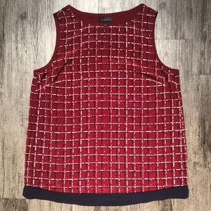 The Limited Sleeveless Red & Navy Blouse